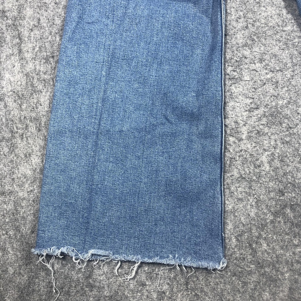 Zara Jeans Womens 10 Medium Wash High Rise Wide Leg Crop Raw Hem Relaxed Denim - Picture 12 of 16
